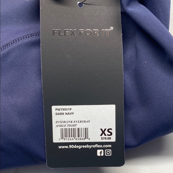 Leggings High Waist Yoga Sport 90 Degree By Reflex Athleisure Navy Blue Size XS - Picture 4 of 10